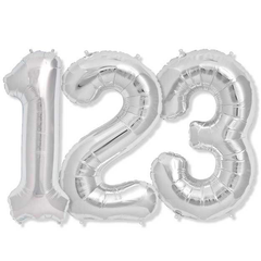 Large Numbers - Silver Foil Mylar Balloons