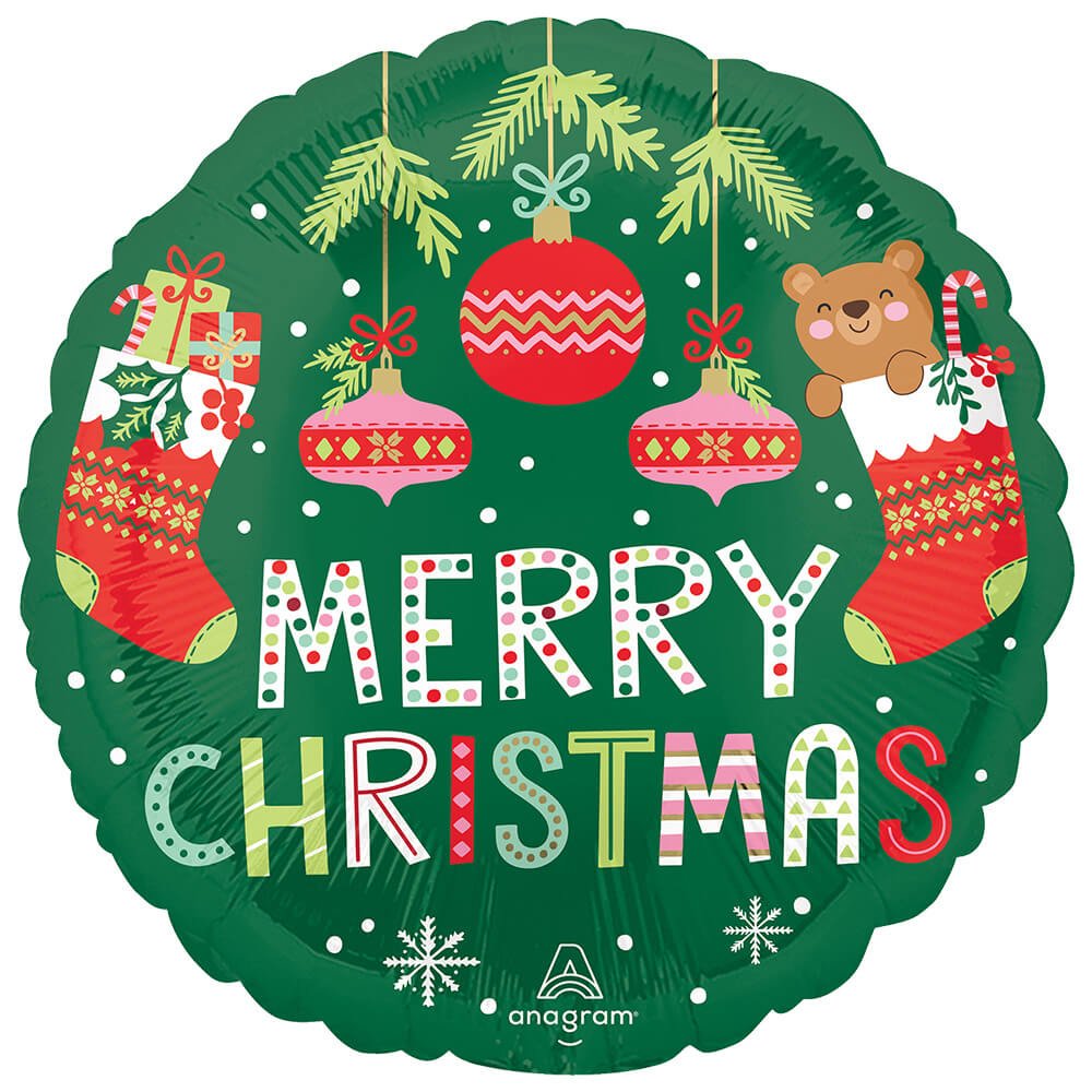 Harun_Balloon　A883★逸品‼️クリスマス‼️2m10cm 18 Inch Anagram Beary Christmas Foil Balloon 46925 - LA Balloons
