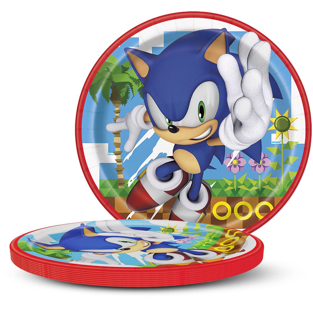 9 Inch Unique Sonic The Hedgehog Round Plates 8 Pk 21810 - LA Balloons