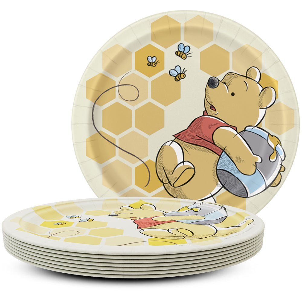 9 Inch Unique Winnie The Pooh Round Dinner Plates 8PK 77365 - LA