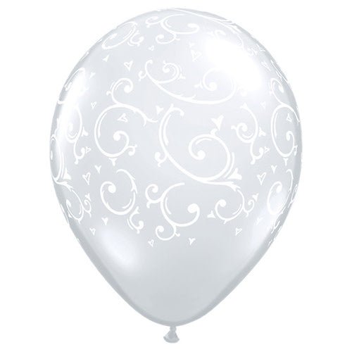 11 inch FILIGREE & HEARTS - A - ROUND - DIAMOND CLEAR - LA Balloons