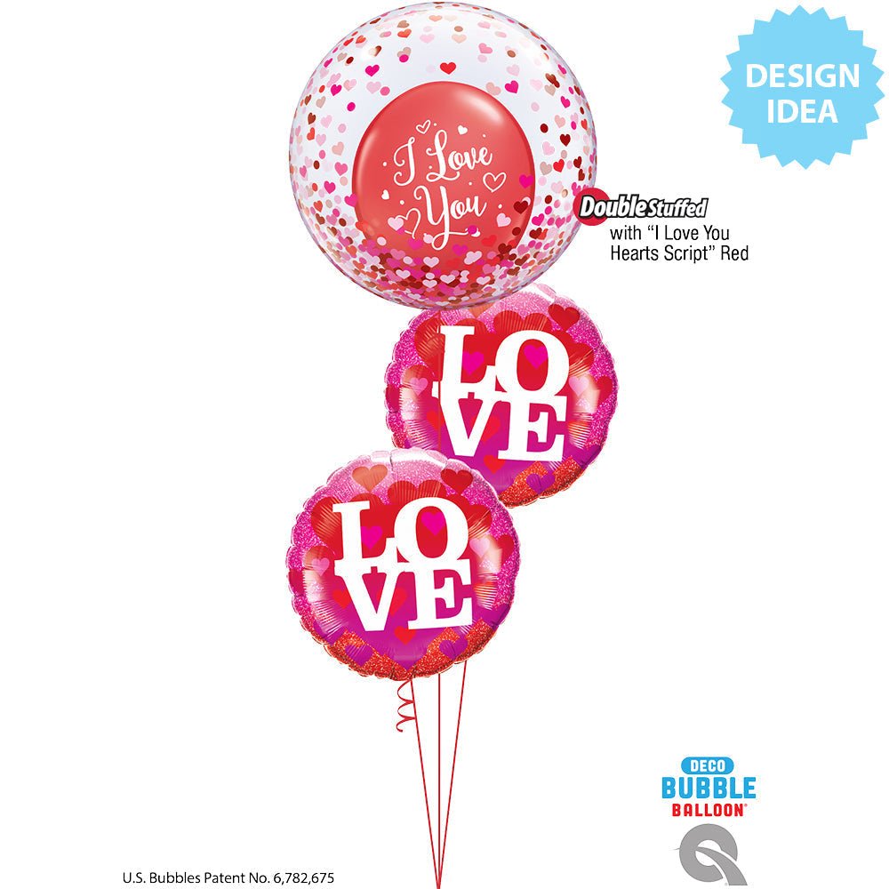 18 inch Qualatex Love Hearts & Glitter Foil Balloon - 24787 - LA Balloons