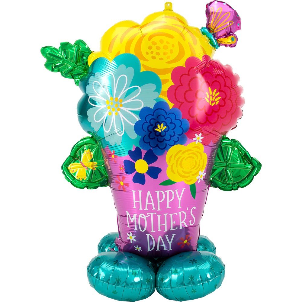 Ballon Hélium "Happy Mother's Day" 34 Pouces - Coil Tail, En Mylar/foil, Neuf