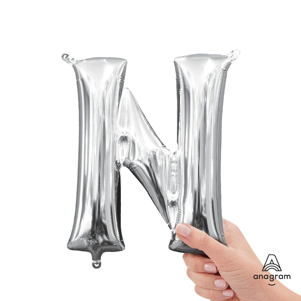 Anagram 16 inch LETTER N - ANAGRAM - SILVER (AIR-FILL ONLY) Foil Balloon 33038-11-A-P