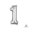 Anagram 16 inch NUMBER 1 - ANAGRAM - SILVER (AIR-FILL ONLY) Foil Balloon 33076-11-A-P