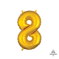 Anagram 16 inch NUMBER 8 - ANAGRAM - GOLD (AIR-FILL ONLY) Foil Balloon 33091-11-A-P