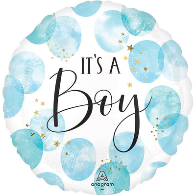 Anagram 17 inch BABY BOY BLUE WATERCOLOR Foil Balloon 45691-01-A-P