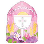 Anagram 18 inch BLESSED 1ST COMMUNION PINK Foil Balloon 24728-01-A-P