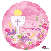 Anagram 18 inch FIRST COMMUNION PINK Foil Balloon A119100-01-A-P