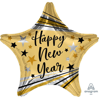 Anagram 18 inch HAPPY NEW YEARS BURSTS & STARS Foil Balloon 42067-02-A-U
