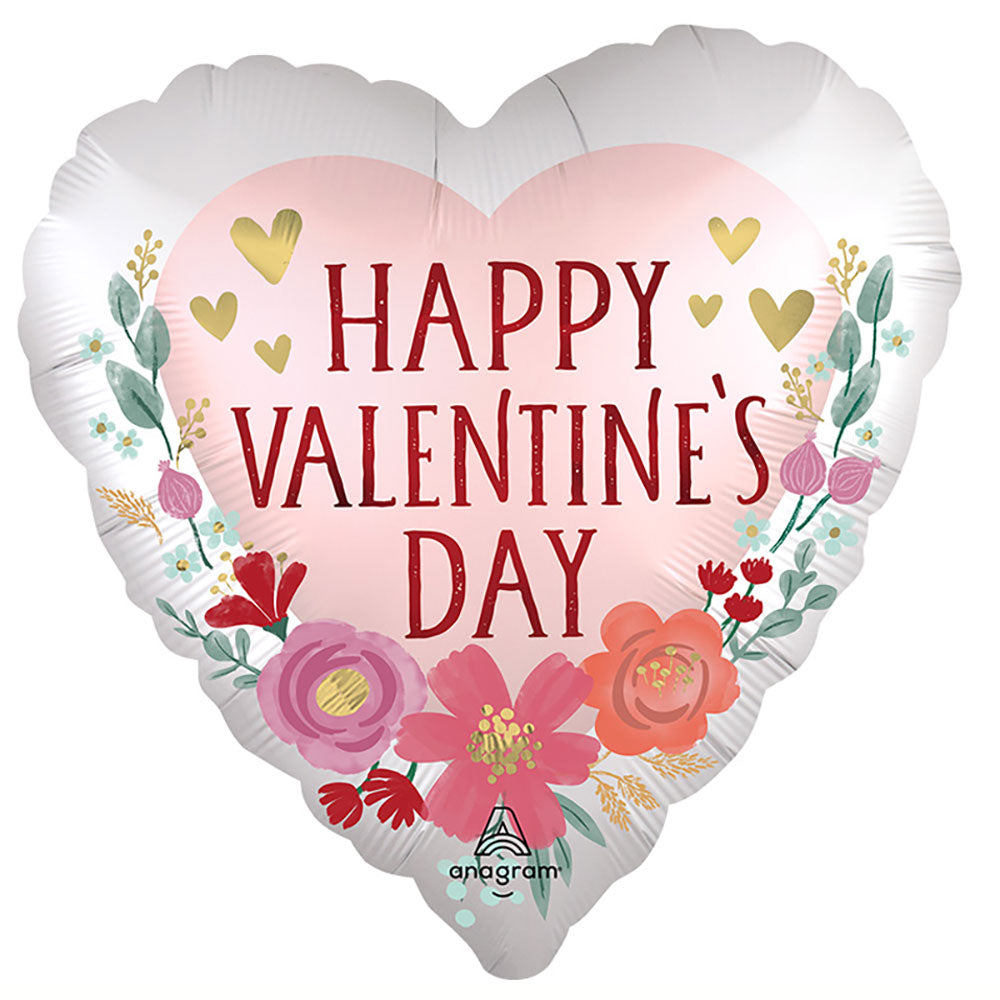 18 Inch HAPPY VALENTINE'S DAY SATIN ROMANTIC FLOWERS