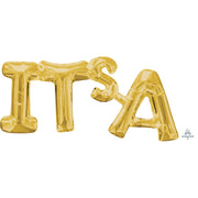 Anagram 20″ BLOCK PHRASE: "IT'S A" - GOLD (AIR-FILL ONLY) Foil Balloon 33764-01-A-P