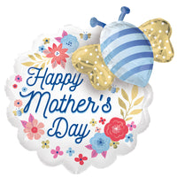 Anagram 23 inch HAPPY MOTHER'S DAY ARTFUL FLORALS AND BEE Foil Balloon 44182-01-A-P