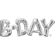 Anagram 26″ BLOCK PHRASE: "B-DAY" - SILVER (AIR-FILL ONLY) Foil Balloon 33102-01-A-P