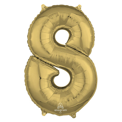 Anagram 26 inch NUMBER 8 - ANAGRAM - WHITE GOLD Foil Balloon 44730-01-A-P