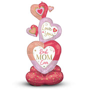 Anagram 55 inch COLORFUL MOM STACKED HEARTS AIRLOONZ Foil Balloon 45451-11-A-P