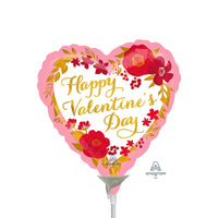 Anagram 9 inch HAPPY VALENTINE'S DAY FLORAL WREATH MINI SHAPE (AIR-FILL ONLY) Foil Balloon 42294-09-A-U