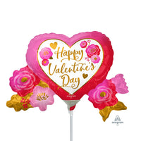 Anagram HAPPY VALENTINE'S DAY HEART & ROSES MINI SHAPE (AIR-FILL ONLY) Foil Balloon 42336-02-A-U