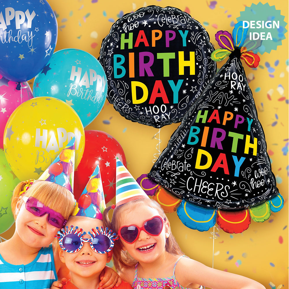 18 Inch Betallic Birthday Doodles Foil Balloon 26277p