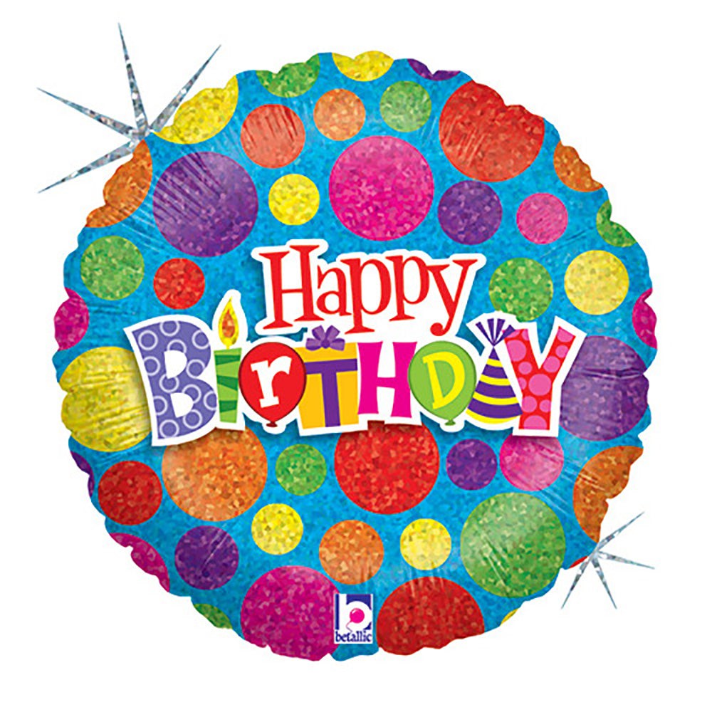 18 Inch Betallic Dot Dot Birthday Foil Balloon 86680