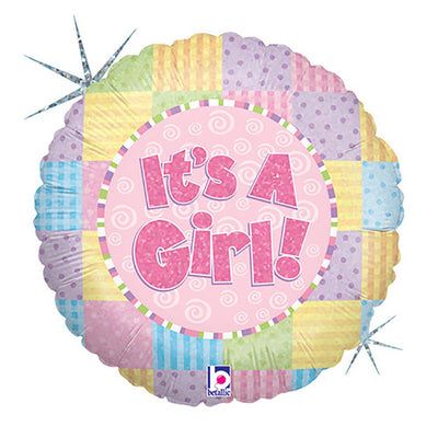 Betallic 18 inch PATCHWORK BABY GIRL Foil Balloon 86603P-B-P