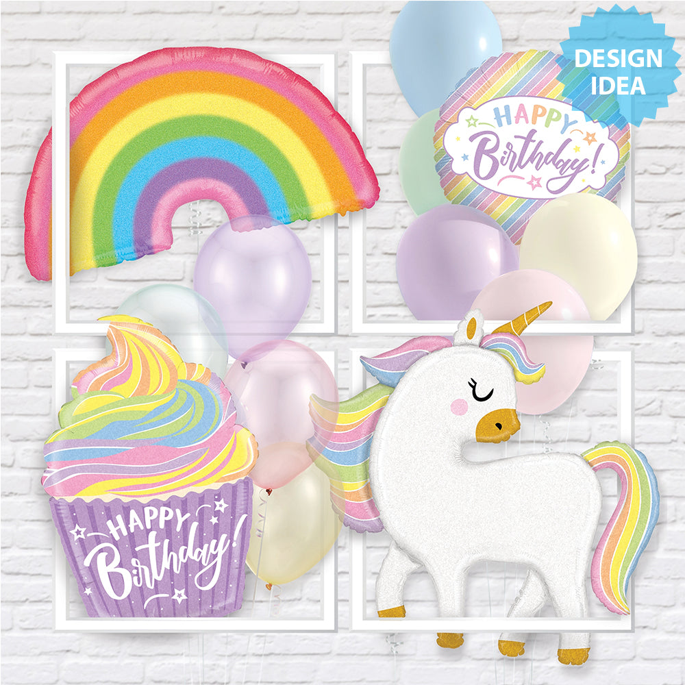 Pastel Rainbow Decor, Pastel Rainbow Party, Pastel Rainbow Balloons -  Cupcake Mini Balloons