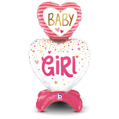 Betallic 28 inch STANDUPS BABY GIRL HEARTS Foil Balloon 25300P-B-P