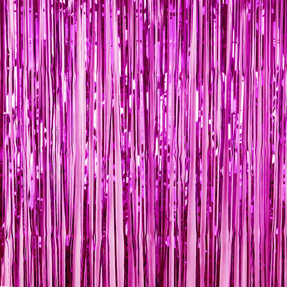 Pink Metallic Foil Fringe Backdrop Curtain 6.5 ft