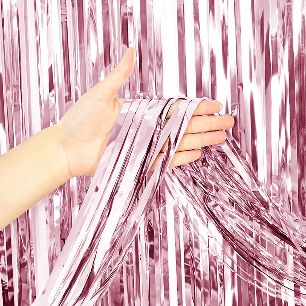 3Ft X 6.5Ft Party Brands Foil Fringe Curtain - Metallic Pink - 10153