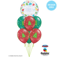 Qualatex 11 inch CHRISTMAS TREES STARS & SWIRLS Latex Balloons