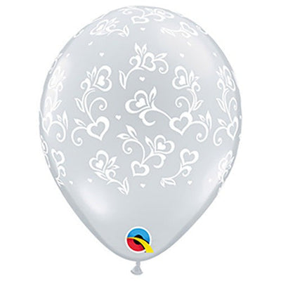 Qualatex 11 inch DAINTY HEARTS-A-ROUND - DIAMOND CLEAR (6 Pack) Latex Balloons 42947-Q-6