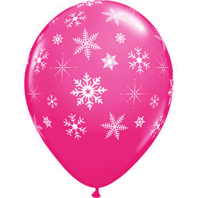 Qualatex 11 inch SNOWFLAKES-A-ROUND - WILD BERRY (6 PK) Latex Balloons 10078-PB