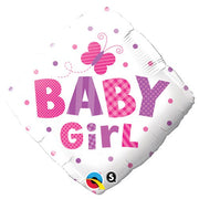 Qualatex 18 inch BABY GIRL DOTS & BUTTERFLY Foil Balloon
