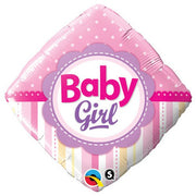 Qualatex 18 inch BABY GIRL DOTS & STRIPES Foil Balloon 14400-Q-P