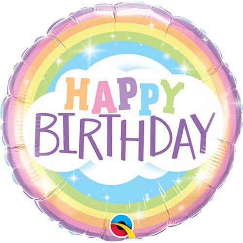 18 inch Qualatex Birthday Pastel Rainbow Foil Balloon - 78657