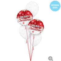 Qualatex 18 inch CHRISTMAS SNOWFLAKES RED Foil Balloon 23313-Q-U