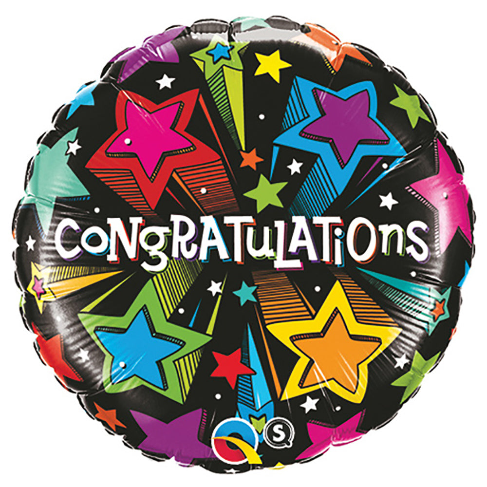 18 Inch Qualatex Congratulations Shooting Stars Foil Balloon 41427