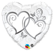 Qualatex 18 inch ENTWINED HEARTS - SILVER Foil Balloon