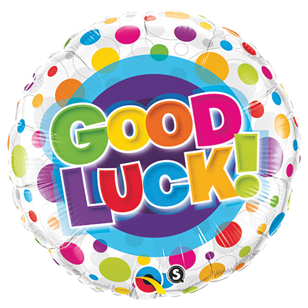 Qualatex 18 inch GOOD LUCK COLORFUL DOTS Foil Balloon