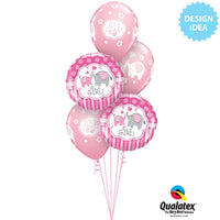 Qualatex 18 inch IT'S A GIRL ELEPHANTS Foil Balloon