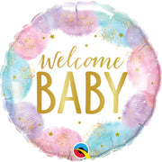 Qualatex 18 inch WELCOME BABY WATERCOLOR Foil Balloon 26644-Q-P