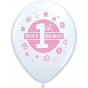 Qualatex 1ST BIRTHDAY GIRL Latex Balloons 32507-Q