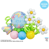 Qualatex 22 inch BUBBLE - BIRTHDAY SOFT BUTTERFLIES Bubble Balloon 13086-Q
