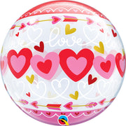 Qualatex 22 inch BUBBLE - LOVE CONNECTED HEARTS Bubble Balloon 24076-Q