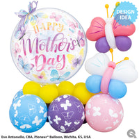 Qualatex 22 inch BUBBLE - MOTHER'S DAY BUTTERFLIES Bubble Balloon 24900-Q