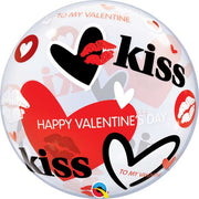 Qualatex 22 inch BUBBLE - VALENTINE'S KISSES & HEARTS Bubble Balloon 27539-Q