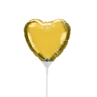 Qualatex 4 inch MINI HEART - METALLIC GOLD (AIR-FILL ONLY) Foil Balloon 36336-Q-U