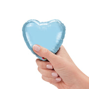 Qualatex 4 inch MINI HEART - PEARL LIGHT BLUE (AIR-FILL ONLY) Foil Balloon 27163-Q-U