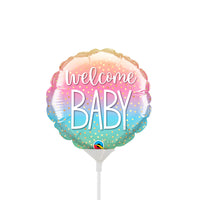 Qualatex 4 inch WELCOME BABY RAINBOW CONFETTI MINI SHAPE (AIR-FILL ONLY) Foil Balloon 25133-Q-U