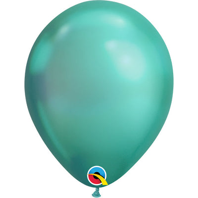 Qualatex 7 inch CHROME - GREEN Latex Balloons 85142-Q